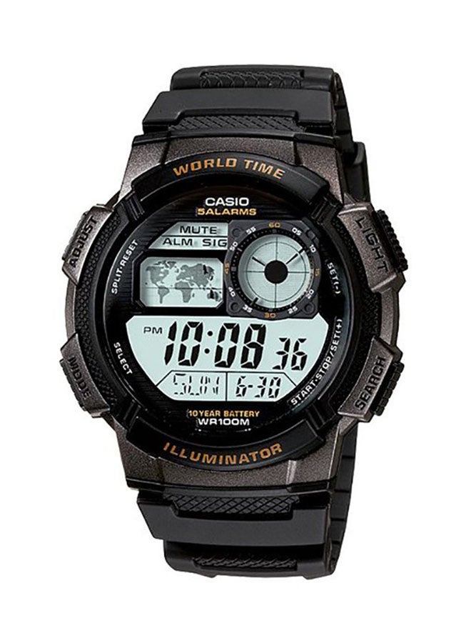 كاسيو ساعة يد رياضية رقمية بسوار من الراتينج طراز AE-1000W-1AVDF - مقاس 44 مم - لون أسود للرجال - Image 1