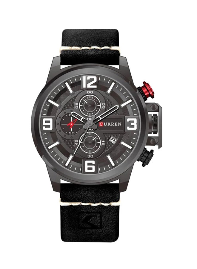 CURREN - Boys' Leather Analog Wrist Watch WT-CU-8278-B - 48 mm -Black - Image 1