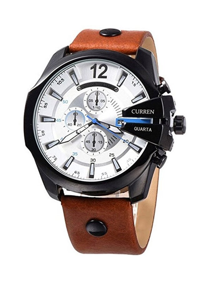 كارين ساعة يد كرونوغراف بسوار من الجلد طراز W- 8176-W#D1 - مقاس 54 ملم - لون بني men - Image 1