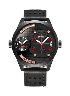 men Leather Analog Wrist Watch WT-CU-8252-R2#D1 - 50 mm -Black