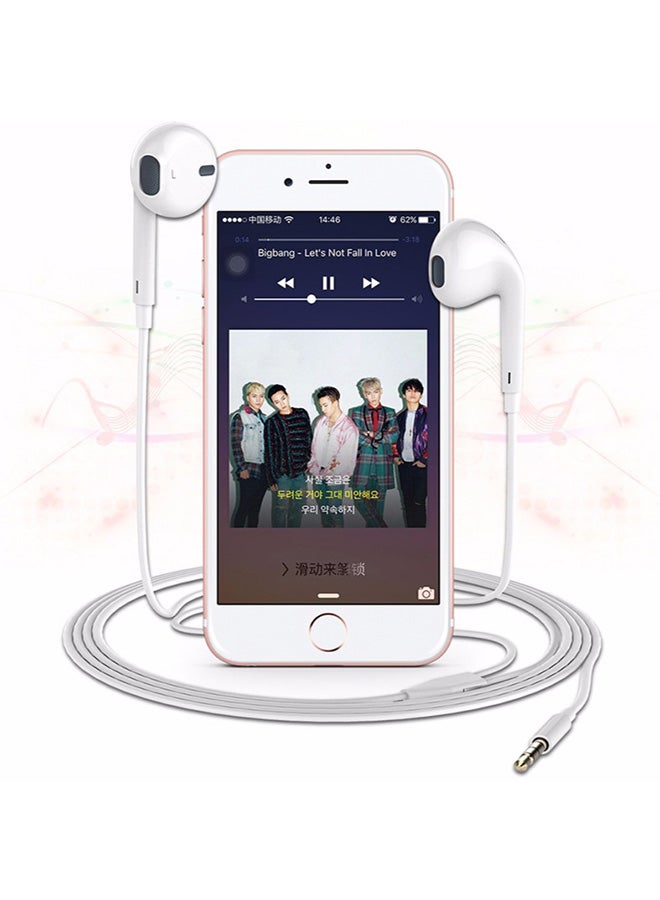 Generic - In-Ear Wired Earphones With Mic White - Image 1