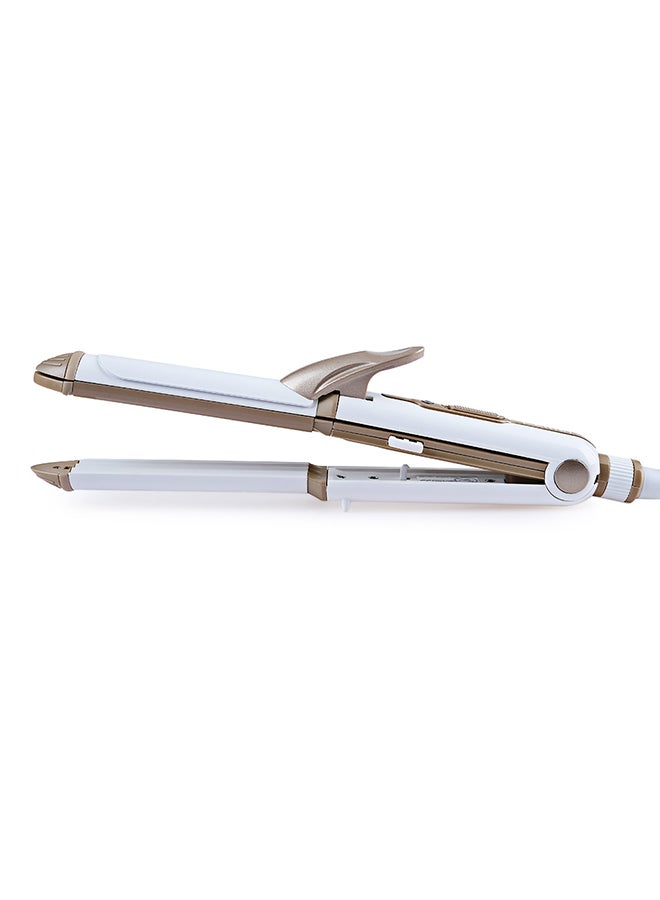 Kemei Multi Function 3 In 1 Ceramic Straighter Km - 1213 Golden/White  - Image 2