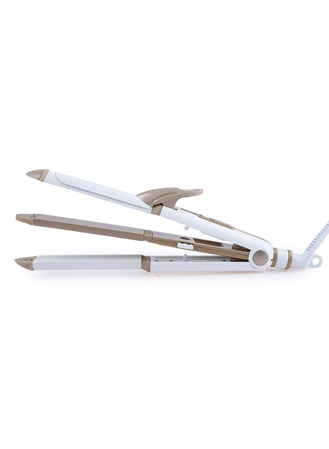 Kemei Multi Function 3 In 1 Ceramic Straighter Km - 1213 Golden/White  - Image 4
