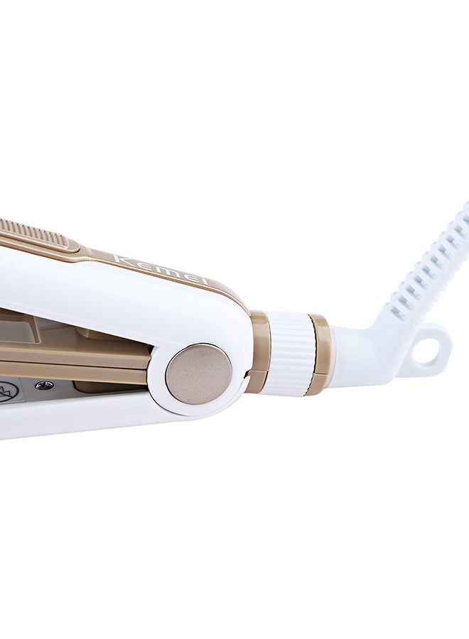 Multi Function 3 In 1 Ceramic Straighter Km - 1213 Golden/White