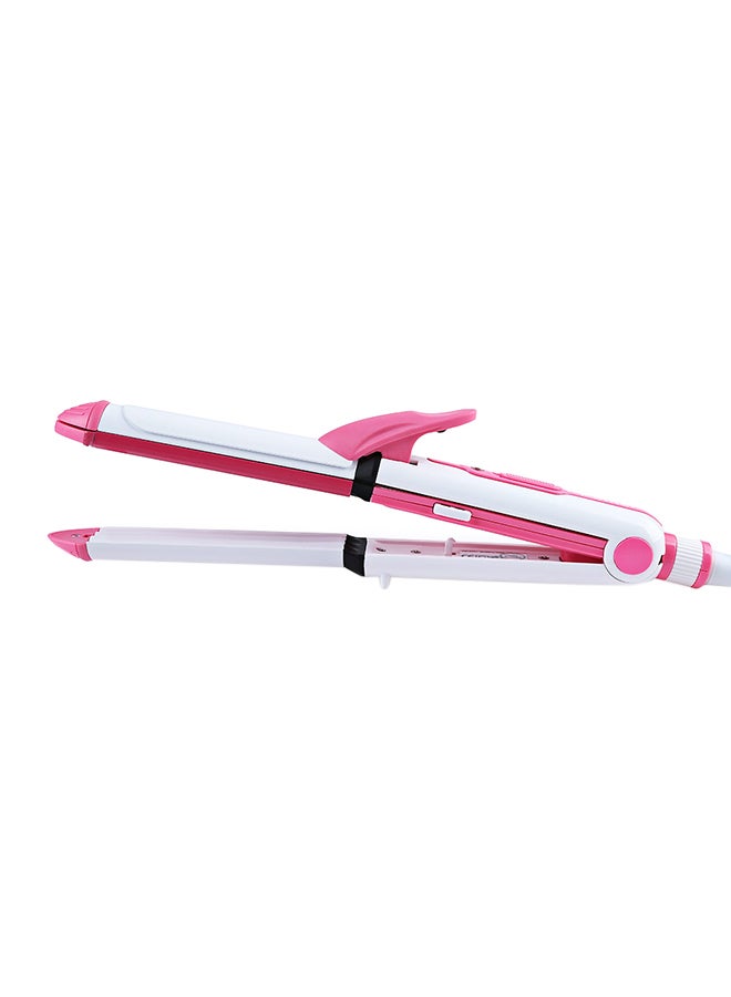 Kemei Multi Function 3 In 1 Ceramic Straighter Km - 1213 Pink/White  - Image 1