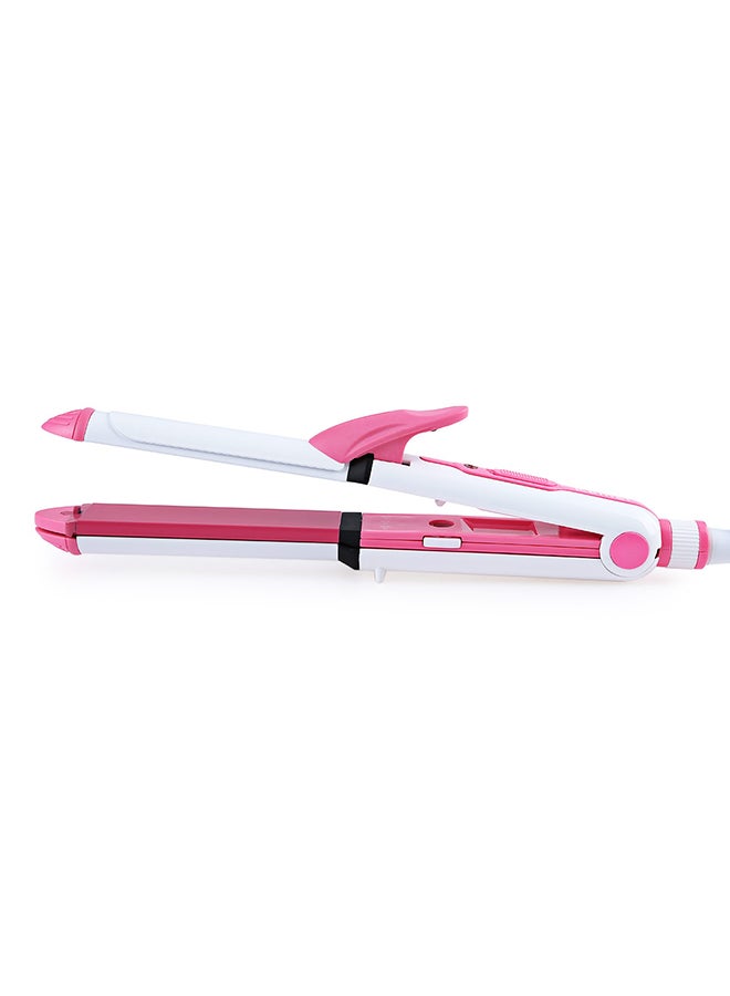 Kemei Multi Function 3 In 1 Ceramic Straighter Km - 1213 Pink/White  - Image 5
