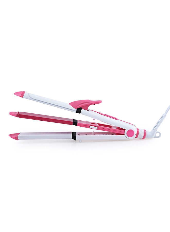 Kemei Multi Function 3 In 1 Ceramic Straighter Km - 1213 Pink/White  - Image 4