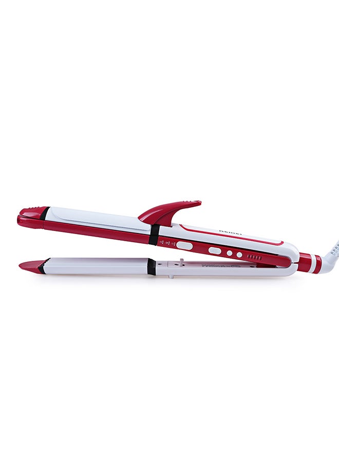Kemei - Multi Function 3 In 1 Ceramic Straighter KM-1213 Pink/White - Image 1