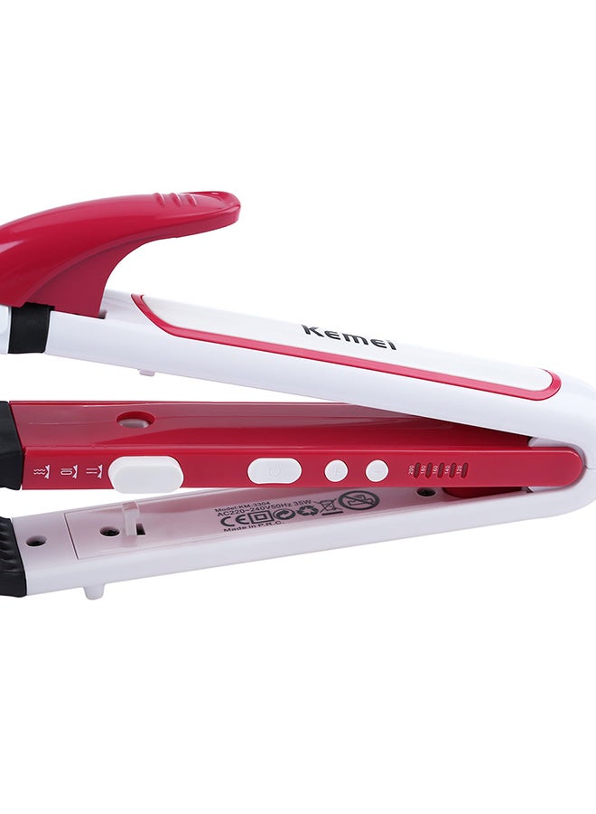 Kemei - Multi Function 3 In 1 Ceramic Straighter KM-1213 Pink/White - Image 1
