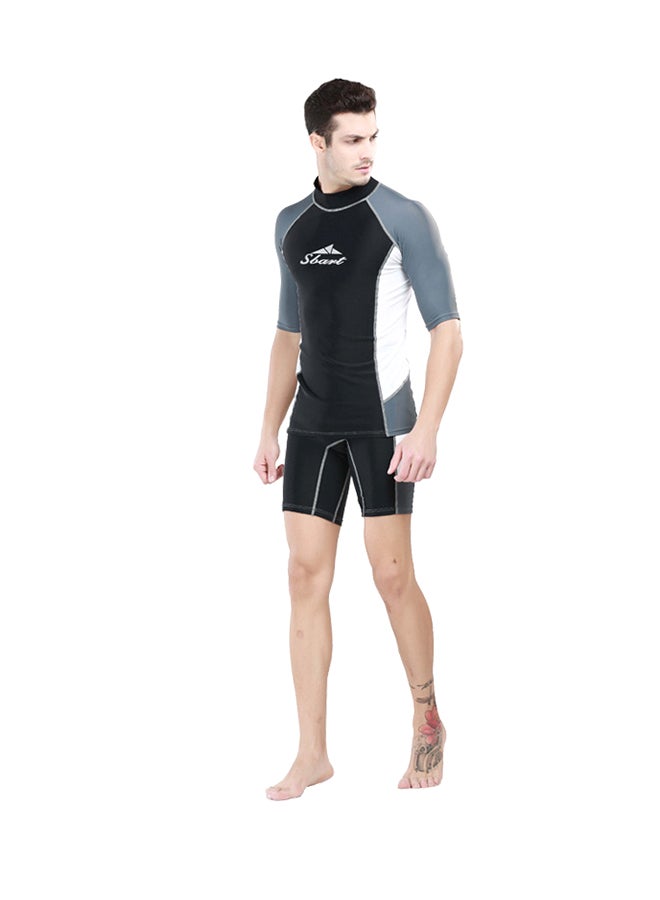 Scuba Diving Short And Sleeve Shirt With 1.5mm Neoprene Rash Guard Grey/Black Grey/Black - Image 1