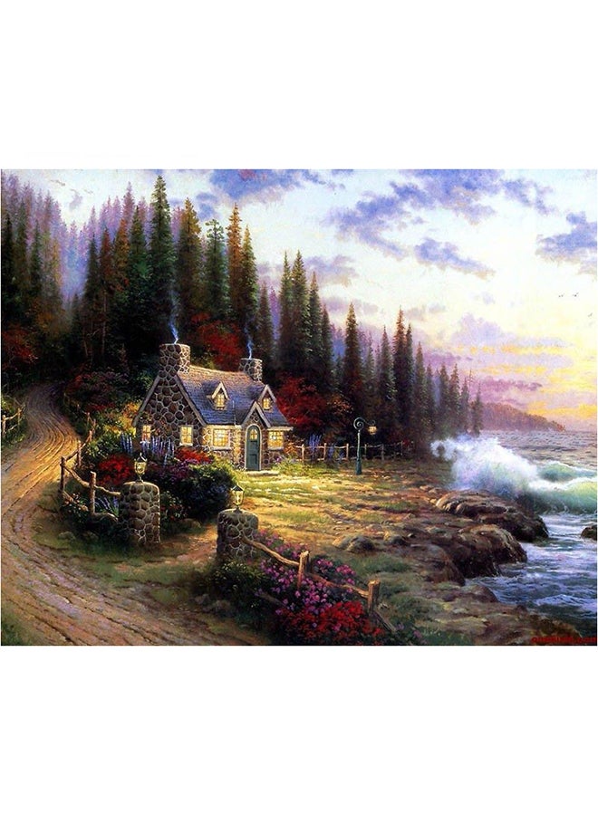 Wilderness Hut Canvas Oil Painting With DIY Kit Multicolour 40x50cm  - Image 1