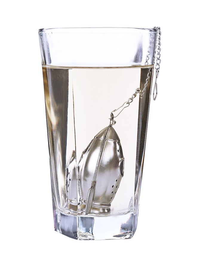 Generic - Rocket Shape Tea Infuser Strainer/Filter With Tray Chain Silver 0.1kg - Image 1