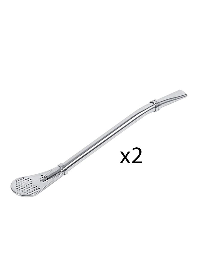 Generic 2-Piece Straw/Filter/Spoon Silver 0.07kg  - Image 1