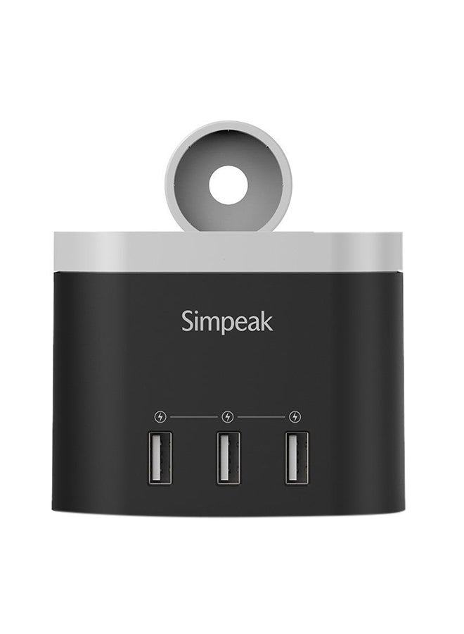 سيمبيك حامل شحن من 4 منافذ USB لساعات أبل ووتش السلسلة 1/ 2/ 3 أسود - Image 1