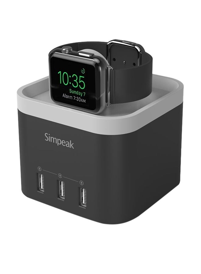 سيمبيك حامل شحن من 4 منافذ USB لساعات أبل ووتش السلسلة 1/ 2/ 3 أسود - Image 2