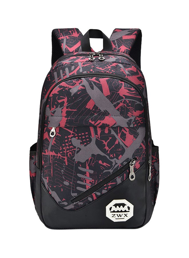 3-Piece Camouflage Printed Backpack With Crossbody Bag And Pouch Set Valentine Red/Black - Image 2