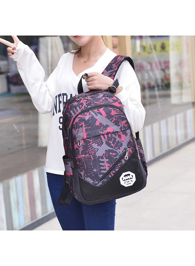 3-Piece Camouflage Printed Backpack With Crossbody Bag And Pouch Set Valentine Red/Black - Image 3