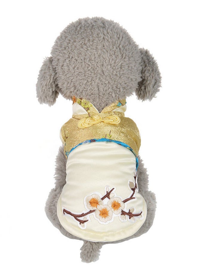 جاكيت شتوي للكلاب الأليفة أبيض/بني/أصفر S - Image 2