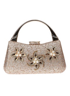 Printed Clutch With Handle Light Gold