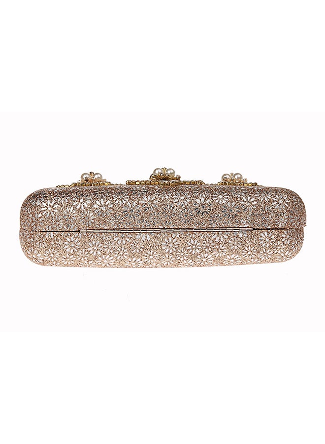 Generic - Printed Clutch With Handle Light Gold - Image 1