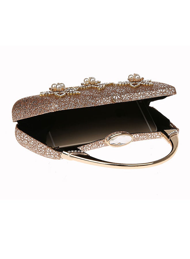 Generic - Printed Clutch With Handle Light Gold - Image 1