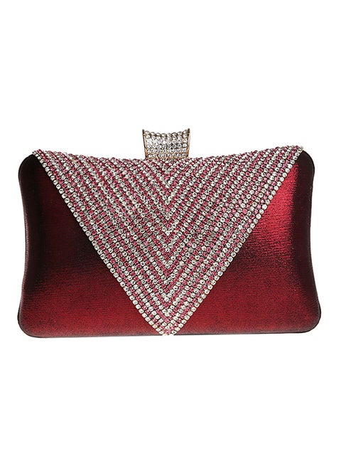 Detail Sequin Clutch Red