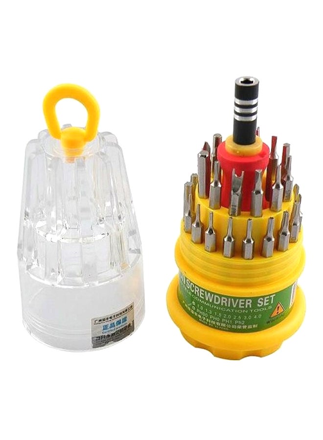 31-Piece Magnetic Screwdriver Set Silver/Yellow/Red