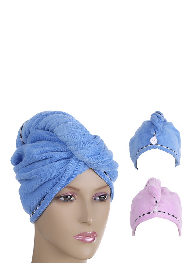 Htovila 2-Piece Hair Bath Towel Blue/Pink 200grams