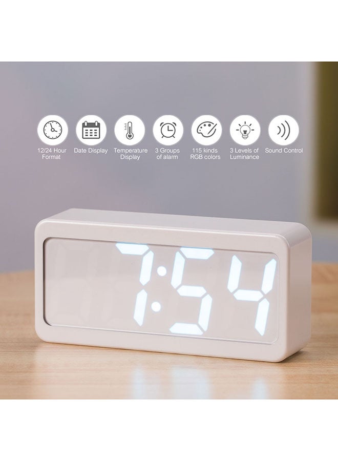 Decdeal - LED Digital Alarm Clock White 17 x 9.2 x 5.5cm - Image 1