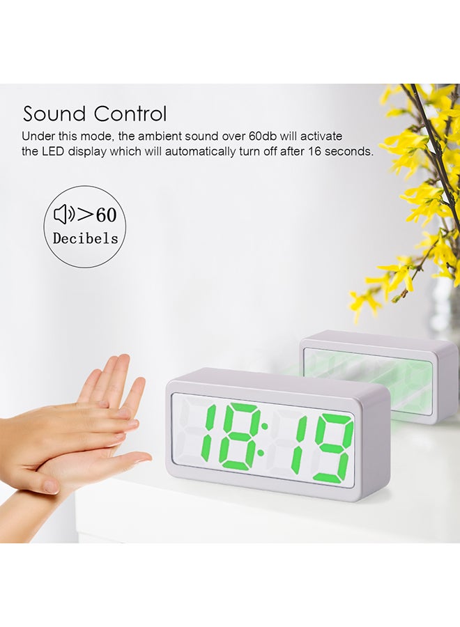 Decdeal - LED Digital Alarm Clock White 17 x 9.2 x 5.5cm - Image 1