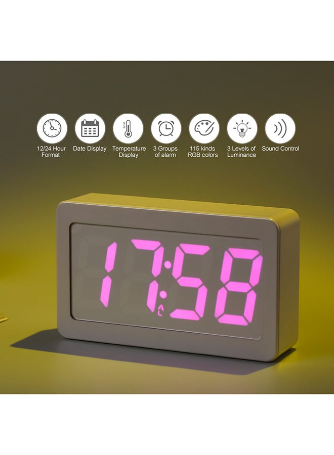 Decdeal LED Digital Alarm Clock White 17 x 9.2 x 5.5cm - Image 4