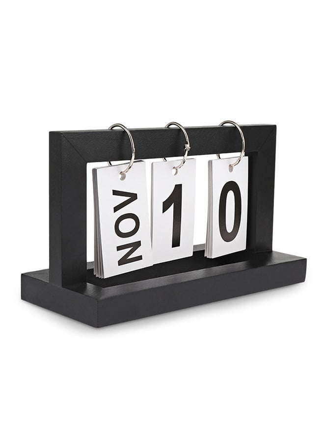 Generic Portable Wooden Calender Black/White 20x9centimeter  - Image 2