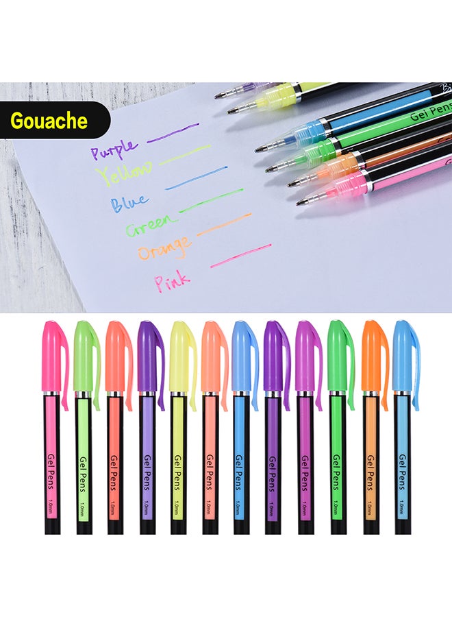 Generic 12-Piece Each Glitter/Neon/Gouache/Metal Highlighter Pens Multicolour  - Image 4