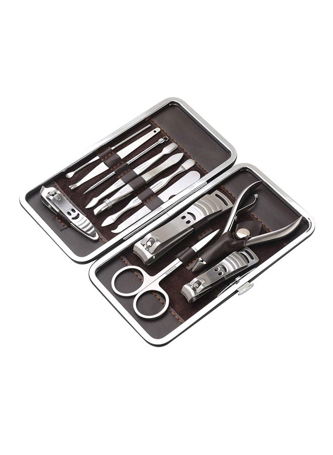 Foolzy - 12 Piece Manicure Pedicure Set Silver/Black - Image 1