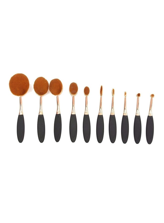 Anmor 10-Piece Professional Oval Toothbrush Makeup Brush Set Black - Image 1