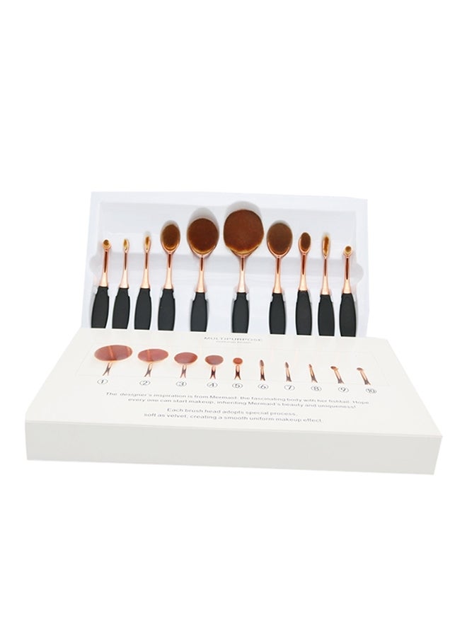 Anmor 10-Piece Professional Oval Toothbrush Makeup Brush Set Black - Image 2
