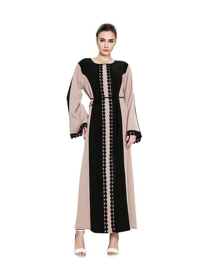 Plus Size Lace Patch Kaftan Beige/Black  - Image 1