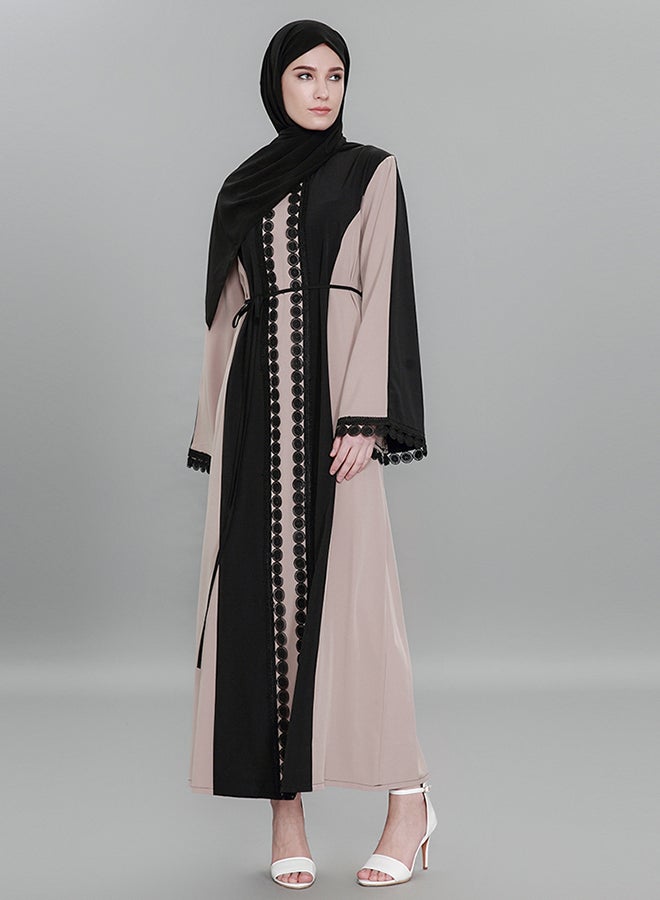 Plus Size Lace Patch Kaftan Beige/Black  - Image 3