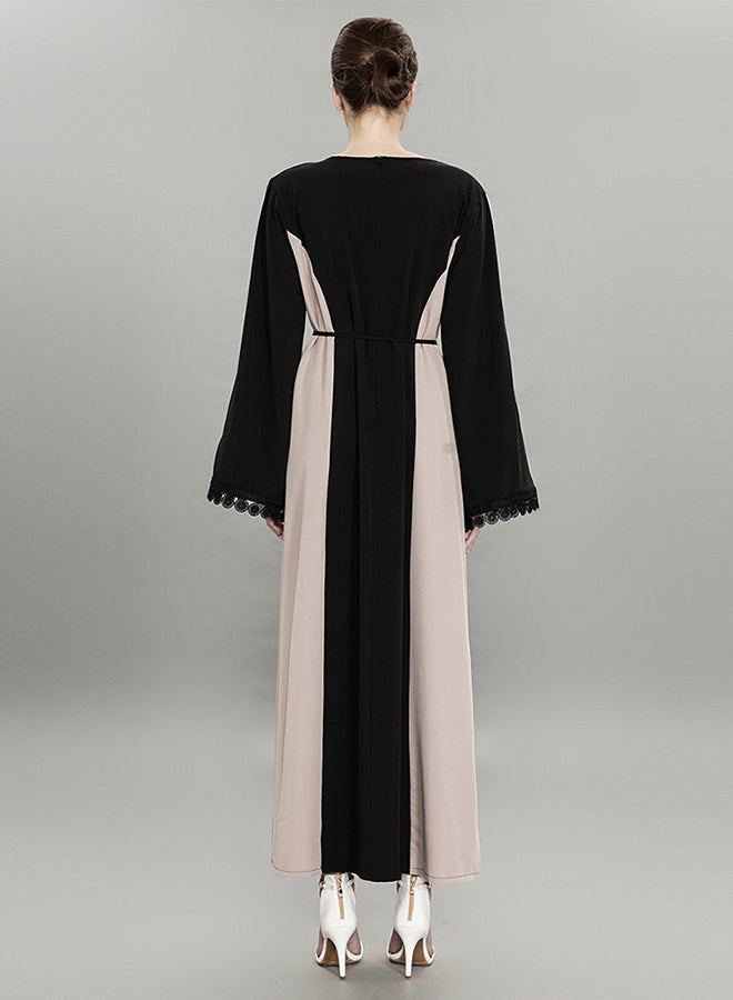 Plus Size Lace Patch Kaftan Beige/Black  - Image 2