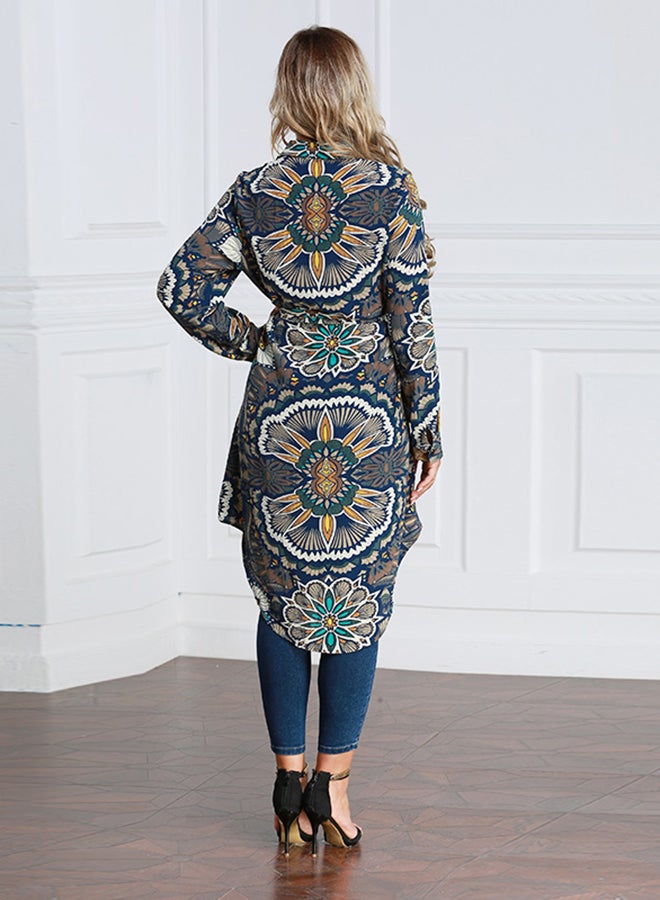 Generic Plus Size Retro Print Shirt Multicolour  - Image 2