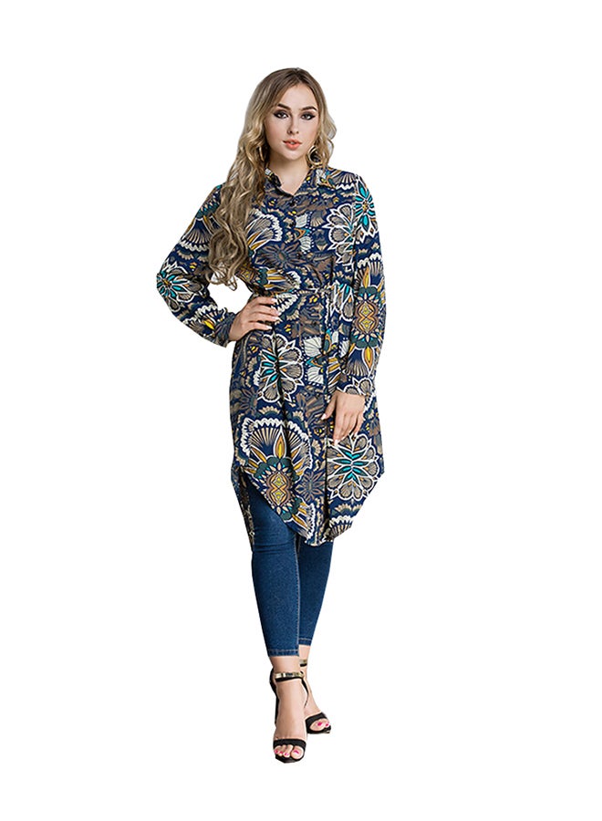 Generic Plus Size Retro Print Shirt Multicolour  - Image 1