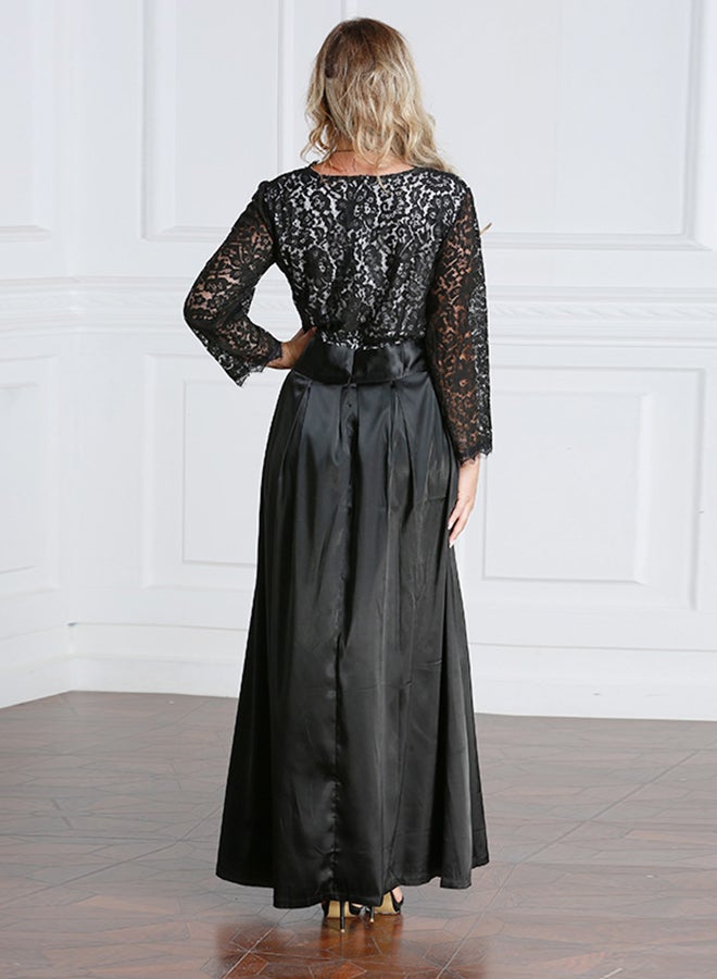 ماركة غير محددة فستان طويل بمقاس كبير ورقبة على شكل V أسود  - Image 2