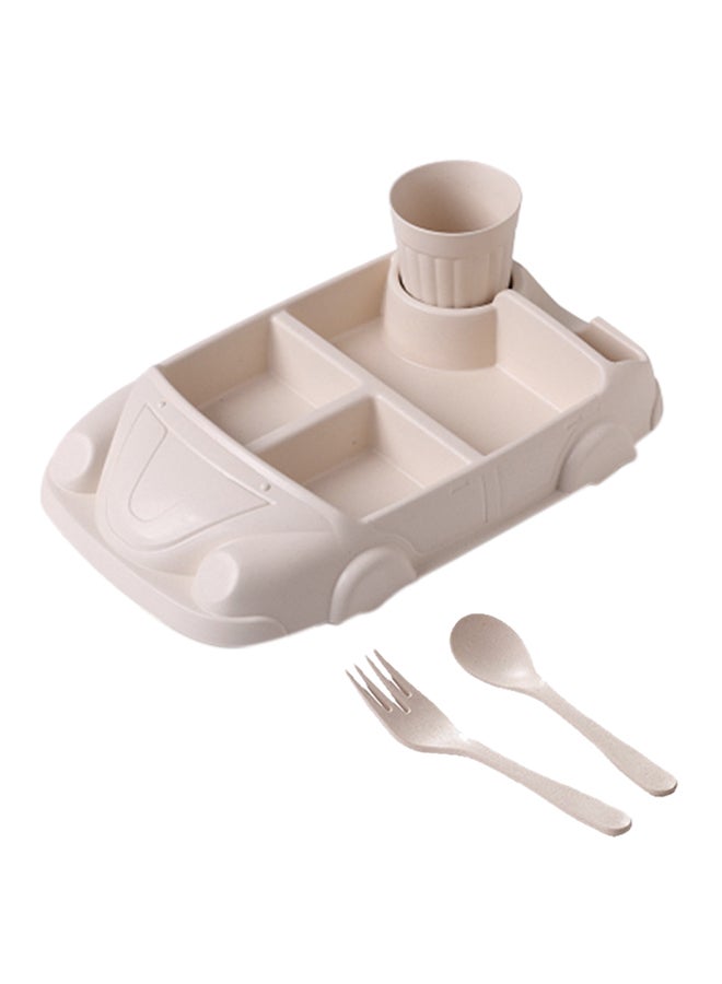 Car Shaped Plate With Partition For Kids Beige 19.5x30.6x9.2centimeter