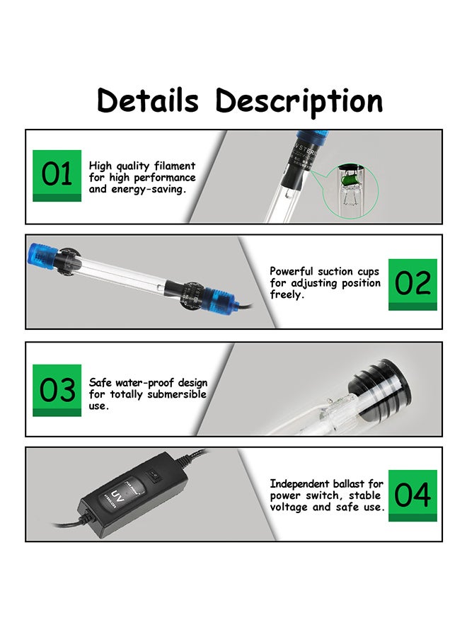 ANSELF - 13W UV Light Sterilizer Lamp For Aquarium Blue/Black/Clear - Image 1