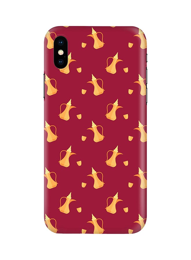 ستايلايزد غطاء حماية بطبعة دلة وكوب لهاتف أبل آيفون X/XS أحمر/أصفر