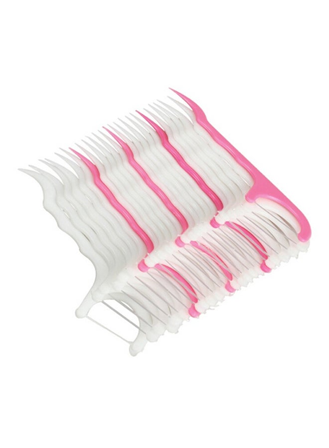 CYTHERIA 100-Piece Dental Floss Interdental Brush Teeth Stick Toothpicks B008-4 Pink/White 7cm  - Image 1