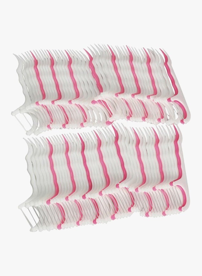 CYTHERIA 100-Piece Dental Floss Interdental Brush Teeth Stick Toothpicks B008-4 Pink/White 7cm  - Image 2