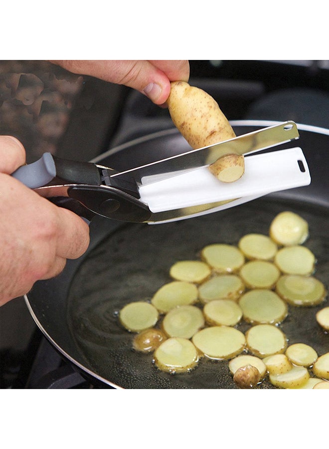 CYTHERIA - 2 In 1 Food Chopper Kitchen Scissors Smart Cutter With Cutting Board Multicolour - Image 1