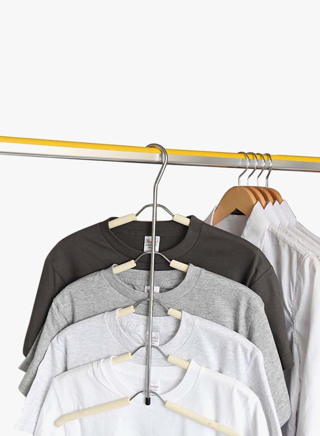 سيثيريا علّاقة ملابس من الستانلس ستيل بطبقات متعددة على شكل عظم السمكة أبيض - Image 2