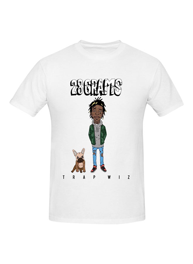 Trap Wiz 28 Grams Printed Cotton Short Sleeve T-shirt White  - Image 1